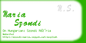 maria szondi business card